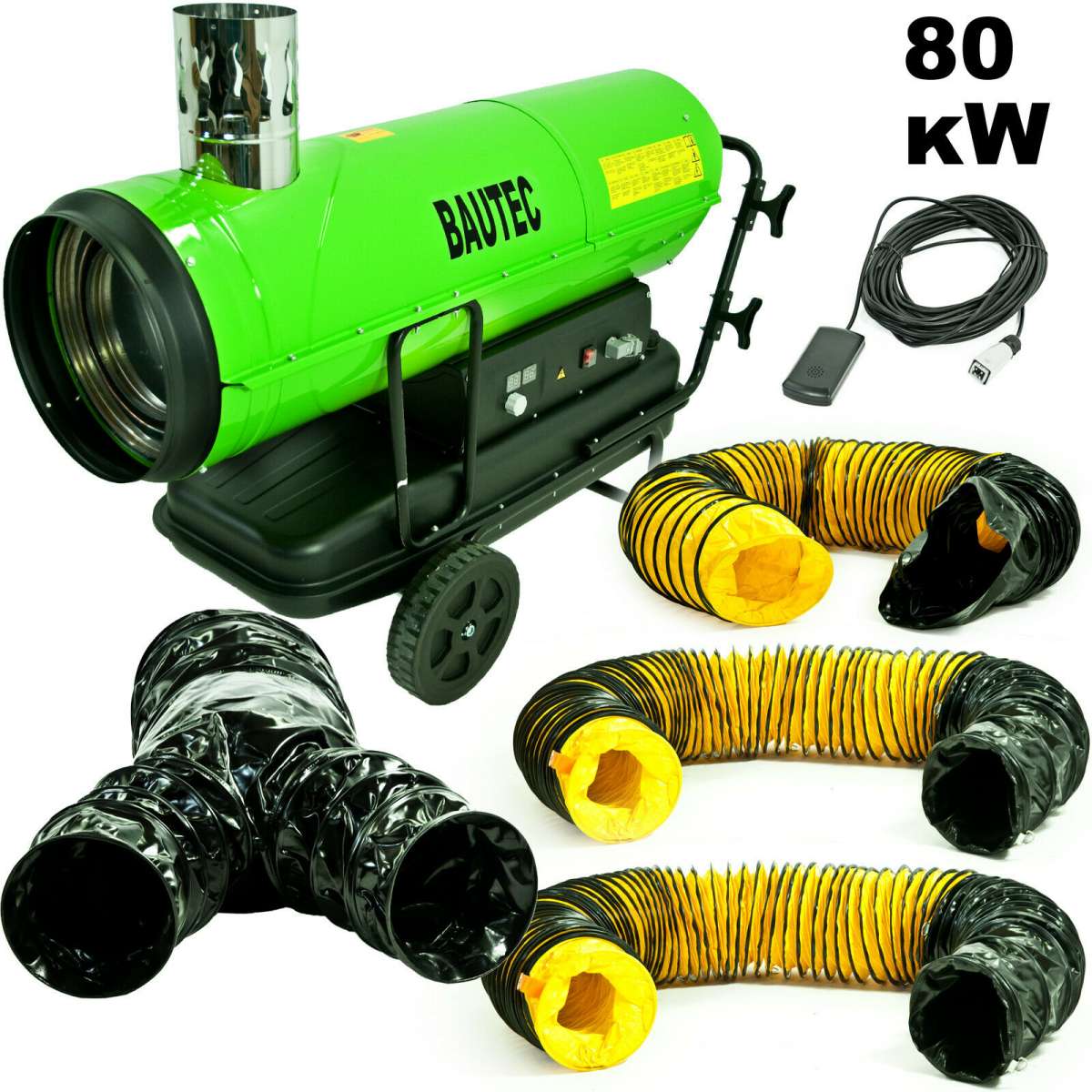 Heizkanone, Ölheizer, Dieselheizer 50 kW + Y-Stück + 3 Schläuche