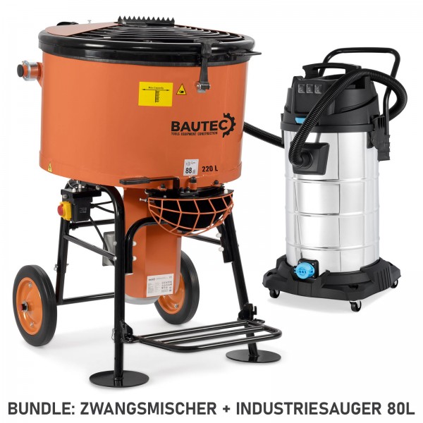 BAUTEC Zwangsmischer 100 - 220L + Industriesauger 80L